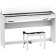 Roland F701 Piano Numérique Blanc + Support et Banc