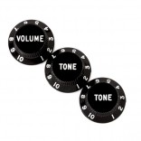 Fender Strat Knobs, Black (Volume, Tone, Tone) (3)