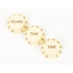 Fender Strat Knobs, Aged White (Volume, Tone, Tone) (3)