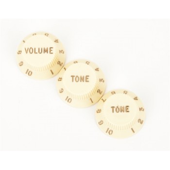Fender Strat Knobs, Aged White (Volume, Tone, Tone) (3)