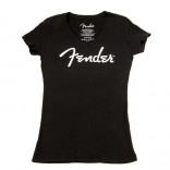 Fender T-Shirt Femme Logo Vieilli Noir
