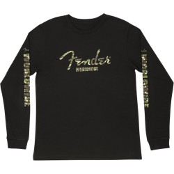 Fender T-Shirt Manches Longues Logo Camo, Noir