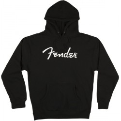 Fender Hoddie Noir, Logo Blanc, Petit