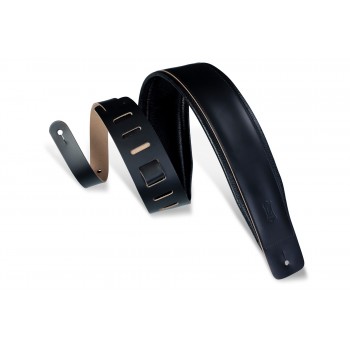 Levy's Courroie 2.5" Cuir Rembourré Noir
